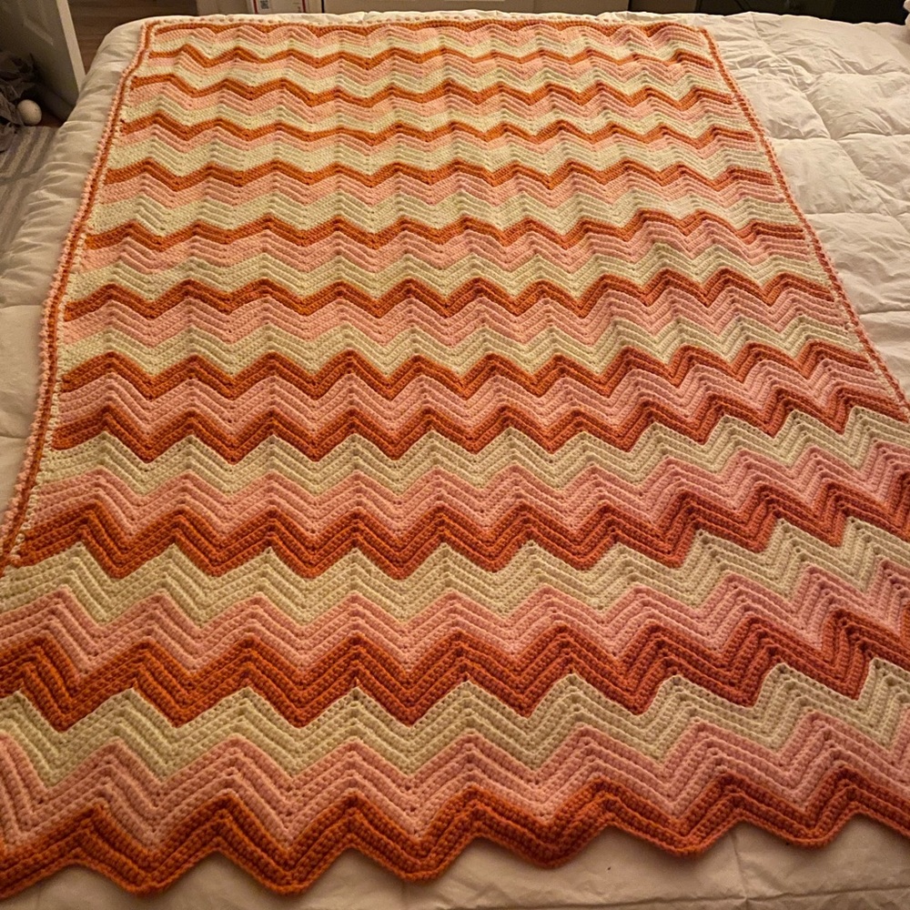 Vintage Handmade Crochet Afghan Blanket